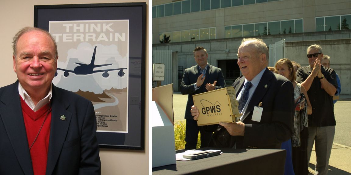 Two photos of Don Bateman, the late engineer who invented the EGPWS and GPWS aviation safety systems.
