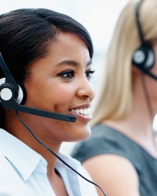 Woman in customer care call center