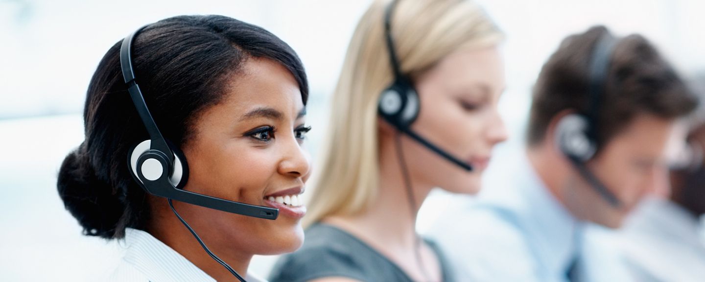 Woman in customer care call center