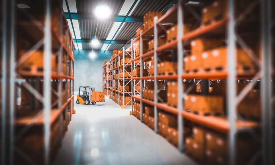 classic warehouse with pallet 3d rendering image