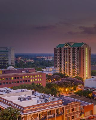 City at dusk