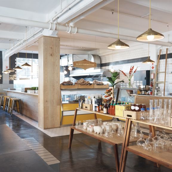 Inside of a deli and salad restaurant 