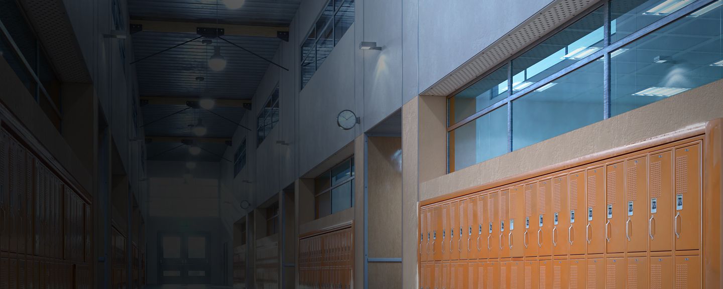 School hallway with lockers