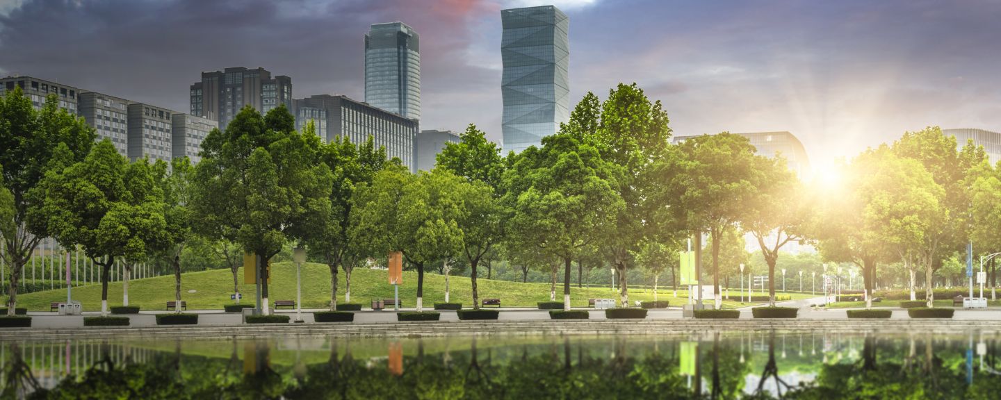 green office block of shanghai, china.