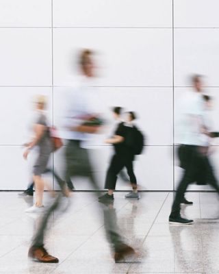 People walking inside building