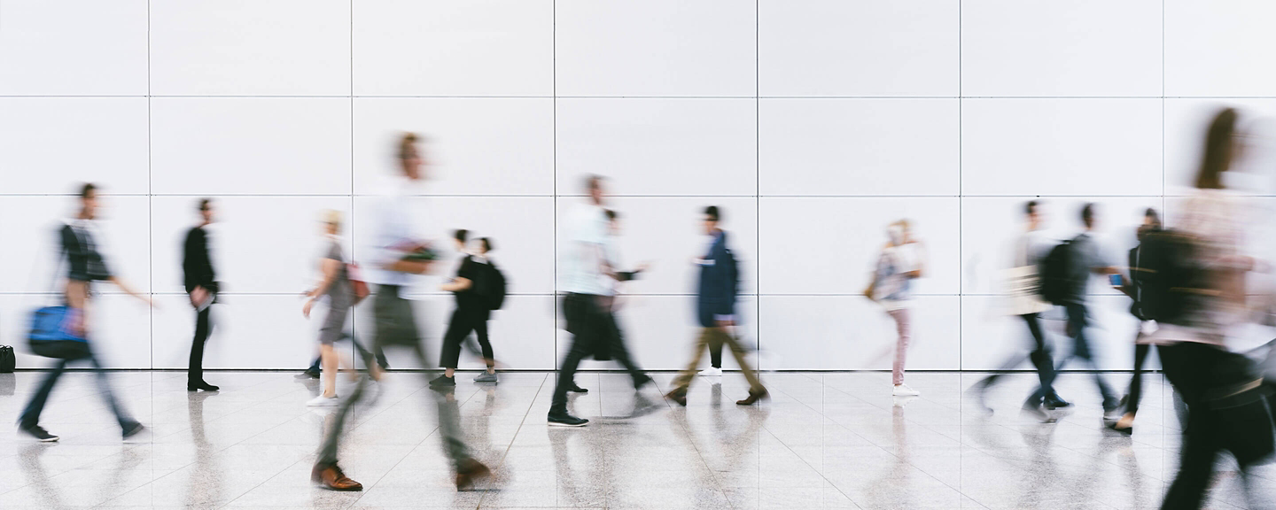 People walking inside building