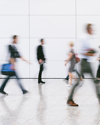 People walking inside building