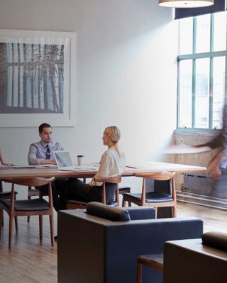 Inside office lobby