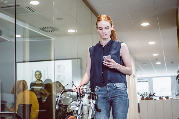 Woman reading phone