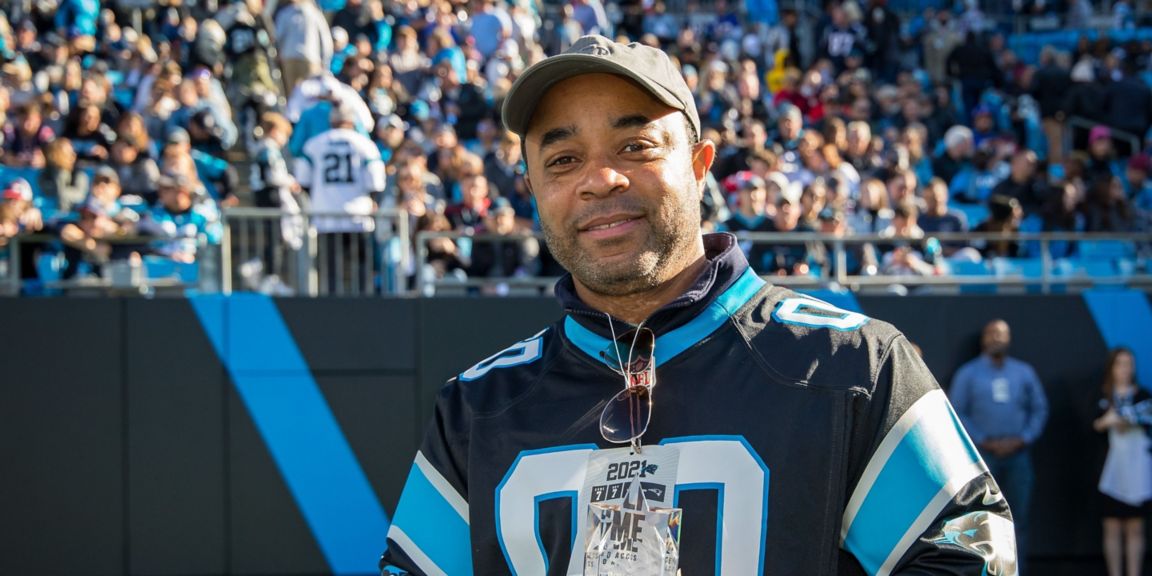 Teacher Keith Burgess at the Carolina Panthers stadium