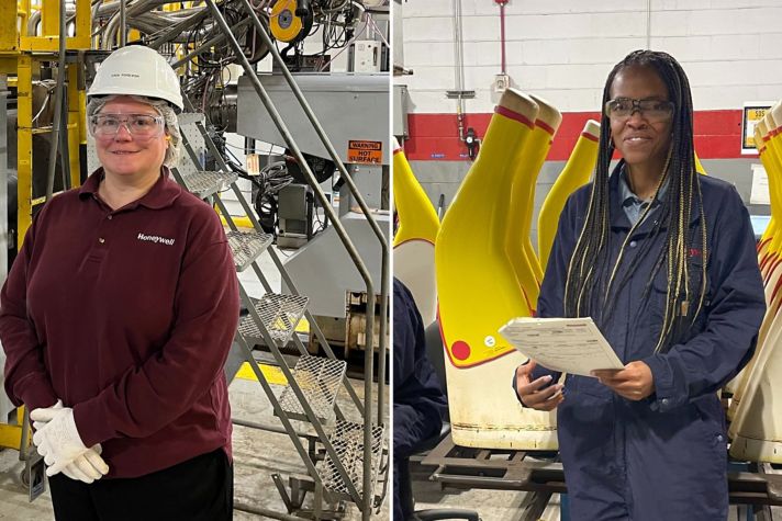 Erin Poremba and Alexis Major, Honeywell manufacturing leaders who were recognized as 2024 Women MAKE Awards honorees. 
