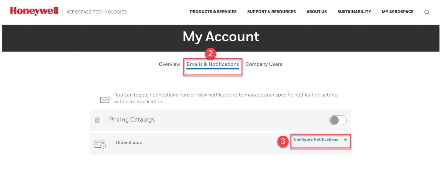 Honeywell Order Management | Email Notifications
