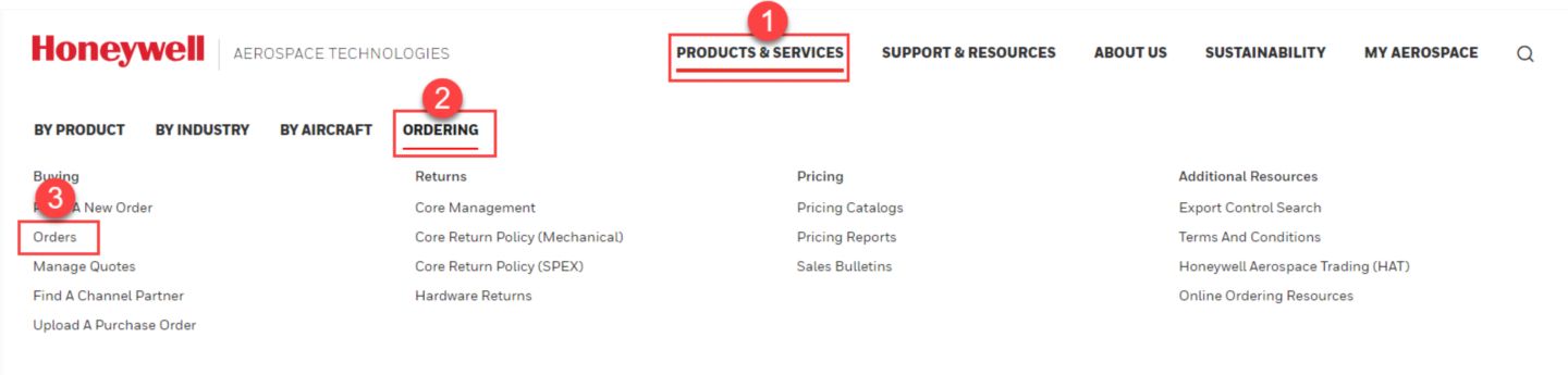 Honeywell Order Management | Order Status Navigation