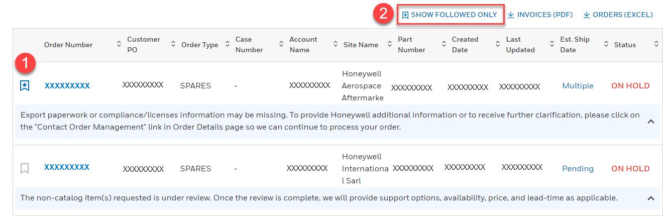 Honeywell Order Management | Order Management Search Page