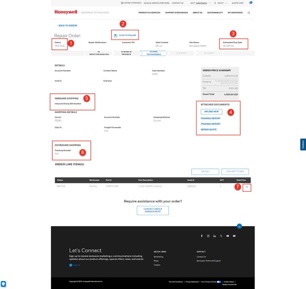 Honeywell Order Management | Order Repair Navigation