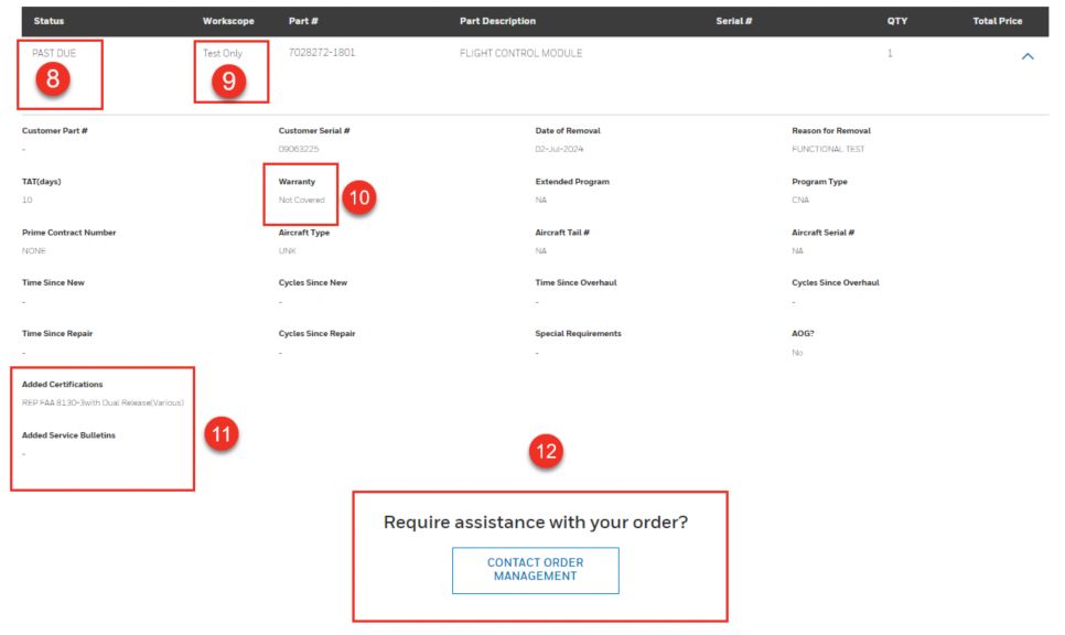 Honeywell Order Management | Order Repair Navigation Bottom