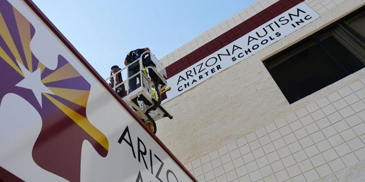 Image with a banner on the Arizona Autism Charter School