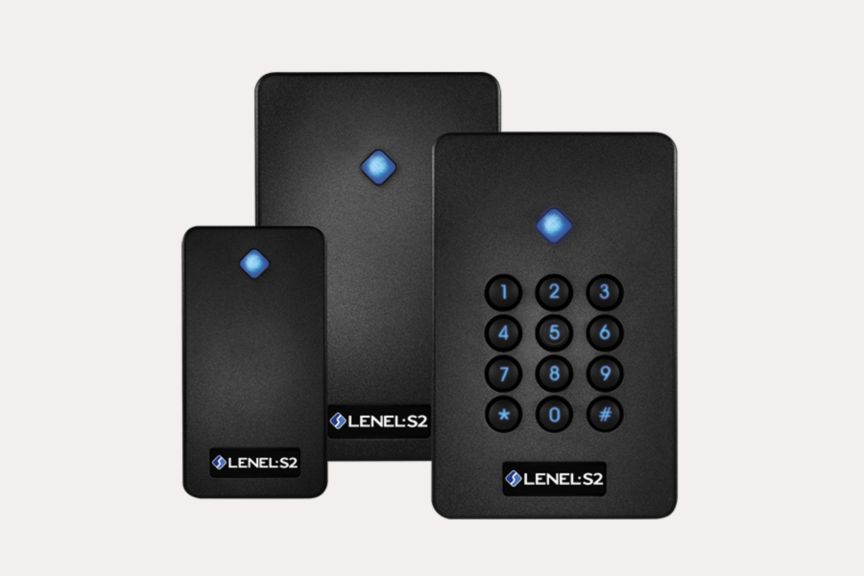 Secure building access with LenelS2 BlueDiamond readers offering modern credential and mobile access solutions.