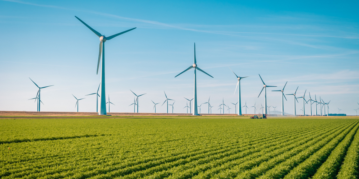 Wind turbine from aerial view, Drone view at windpark westermeerdijk a windmill farm in the lake IJsselmeer the biggest in the Netherlands,Sustainable development, renewable energy Netherlands