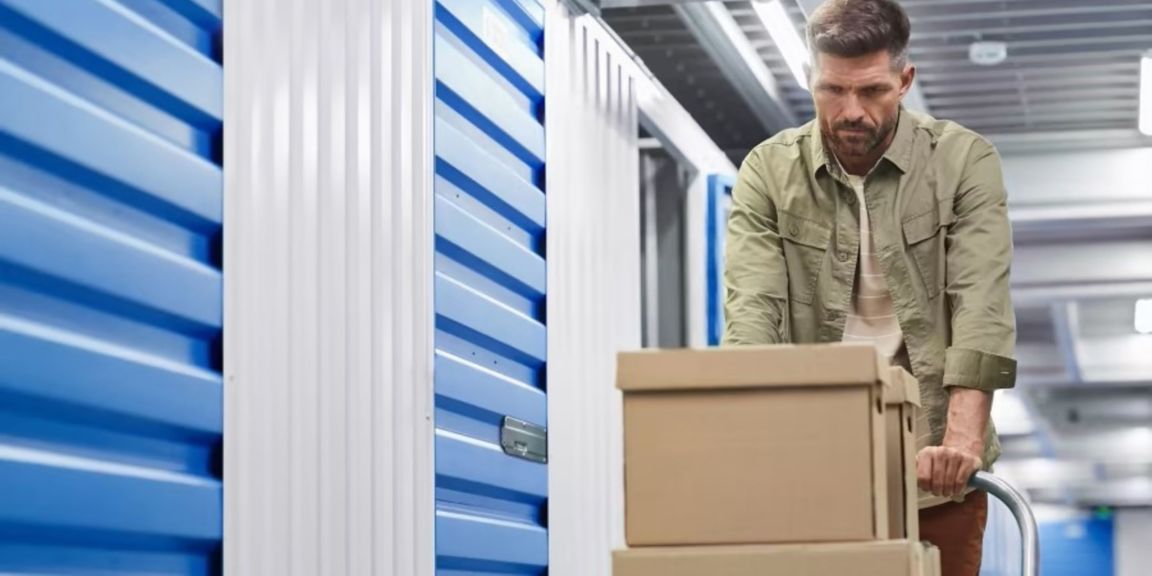 Man moving boxes