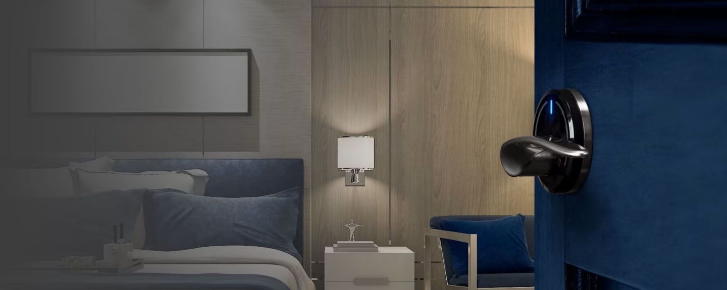Open door hotel room
