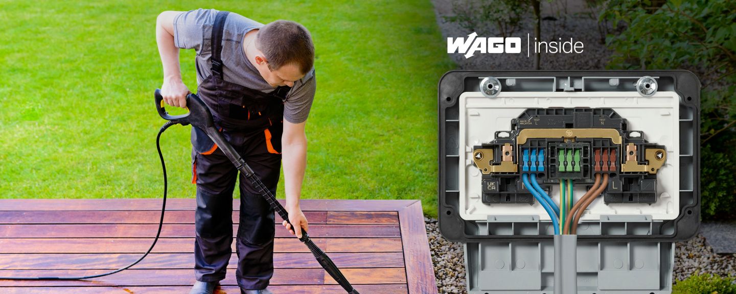 Rapid Fix outdoor electrical connection solution with WAGO technology, designed for fast, reliable wiring in outdoor power applications.