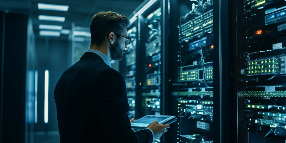 IT technician working on network programming