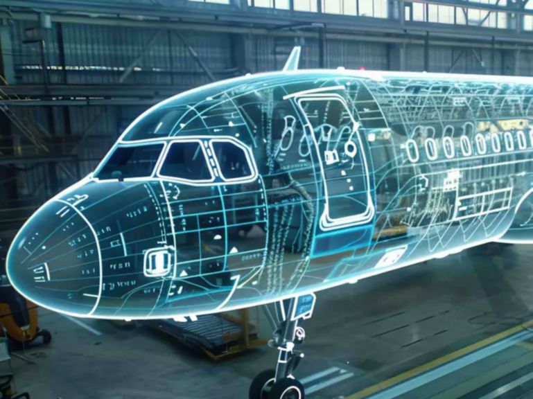 Digital aircraft visualization highlighting mission-critical systems, component reliability, and advanced aerospace engineering for defense platform readiness.