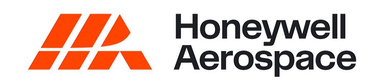 Honeywell Aerospace logo featuring an orange geometric icon and dark gray text on a white background.