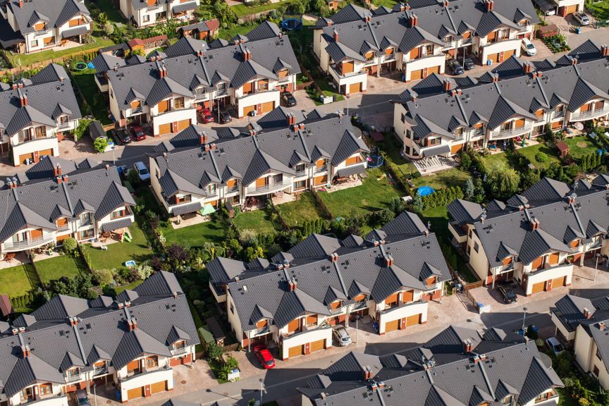 Aerial view of Wroclaw city suburbs in Poland.