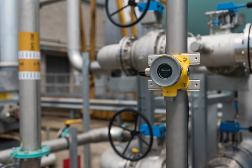 Industrial gas sensor in a factory