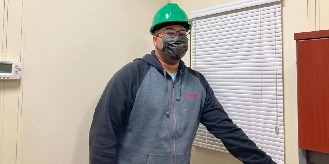 Engineer Gavin Barnett in his work attire.