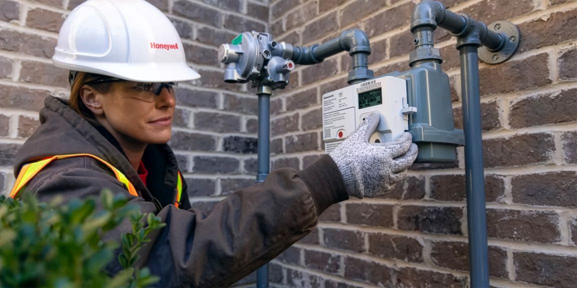 Honeywell smart gas meter deployed in the field to enable remote monitoring, early anomaly detection, and improved safety for gas utility operations.