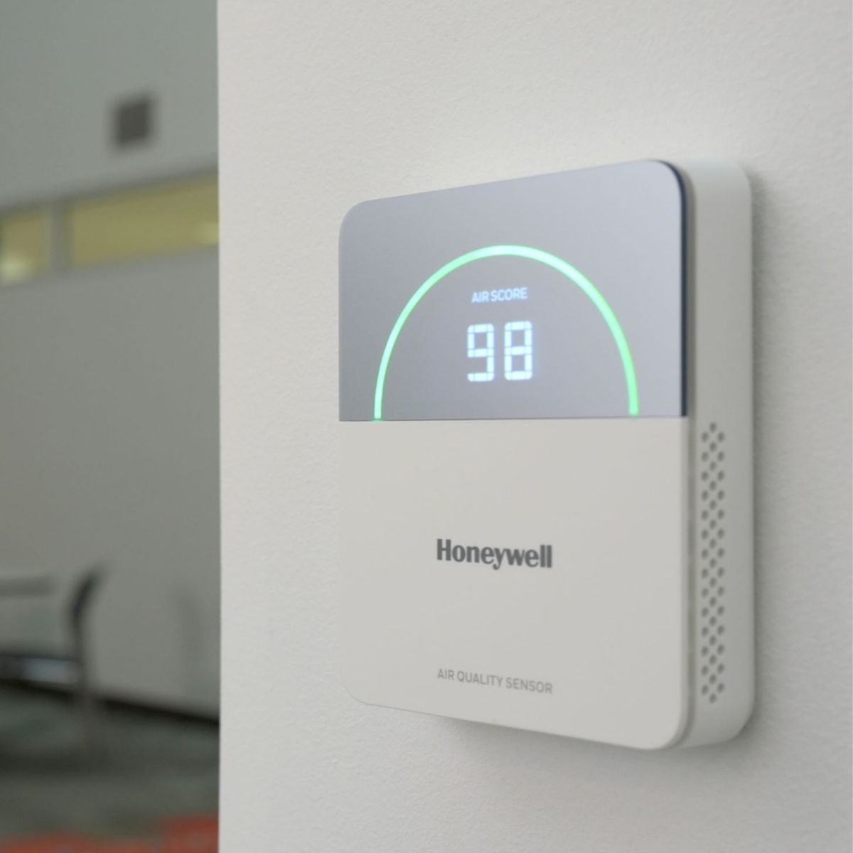 Honeywell sensor on wall in interior room