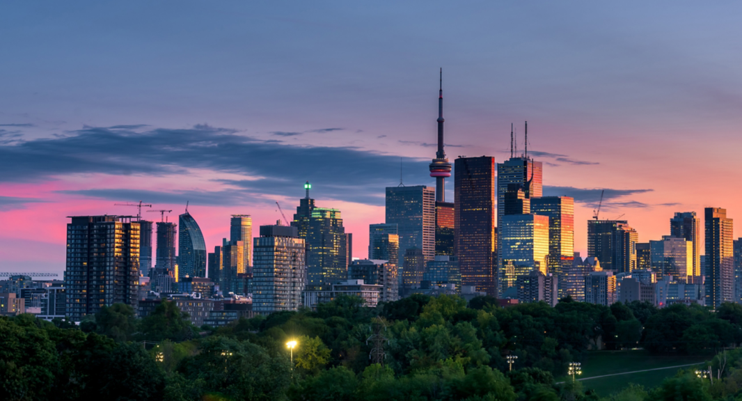 Toronto city view from Riverdale Avenue. Ontario, Canada