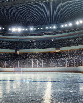 Made in 3D professional hockey stadium arena in indoors stadium full of spectators