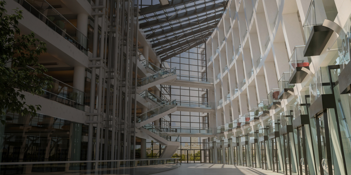 Futuristic building with windows