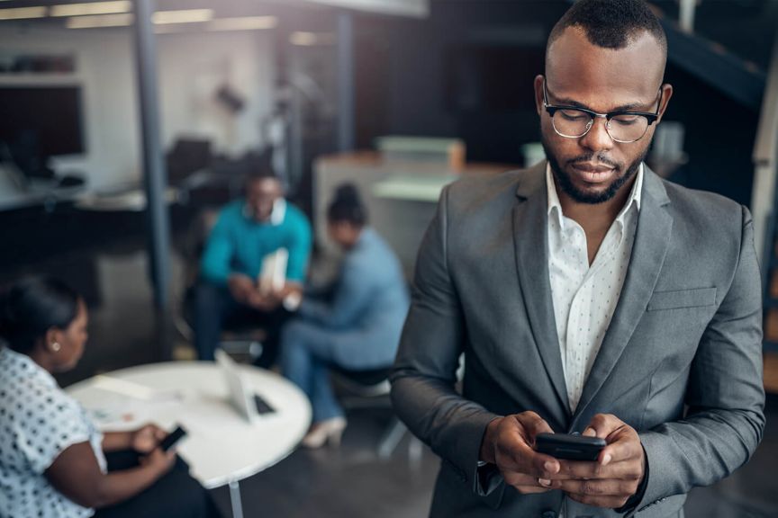 Person checking vector occupant app on phone
