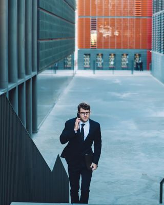 Man walking near buildings