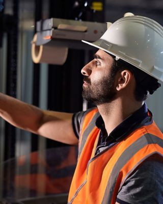 worker using a vehicle mounted computer