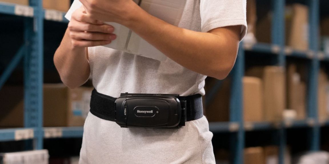 worker wearing voice device