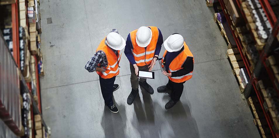 Workers in a distribution center
