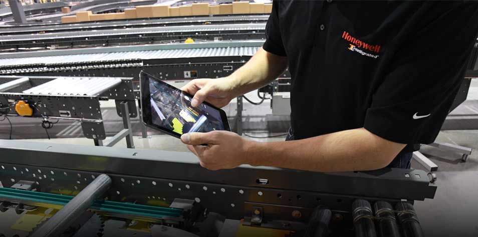 Worker using tablet