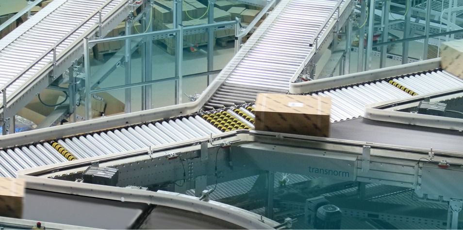 Package being sorted on conveyor