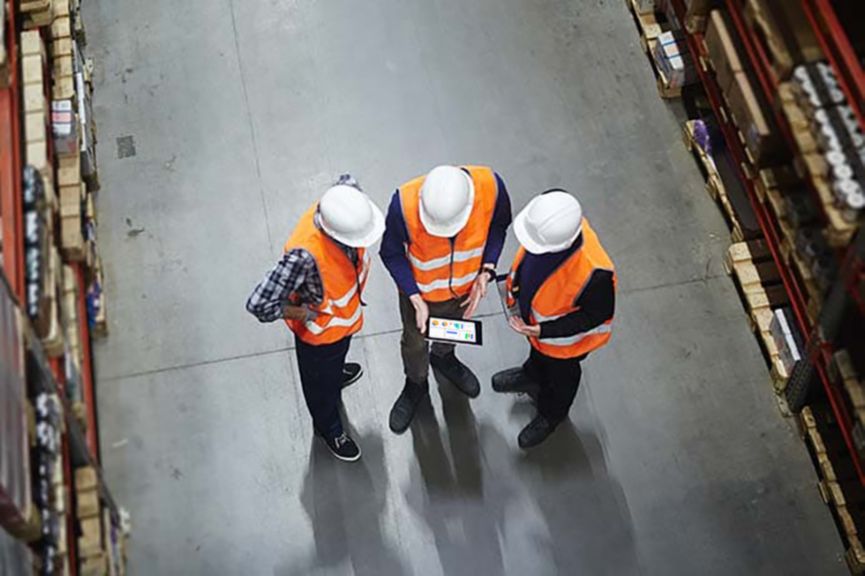 Workers in a distribution center