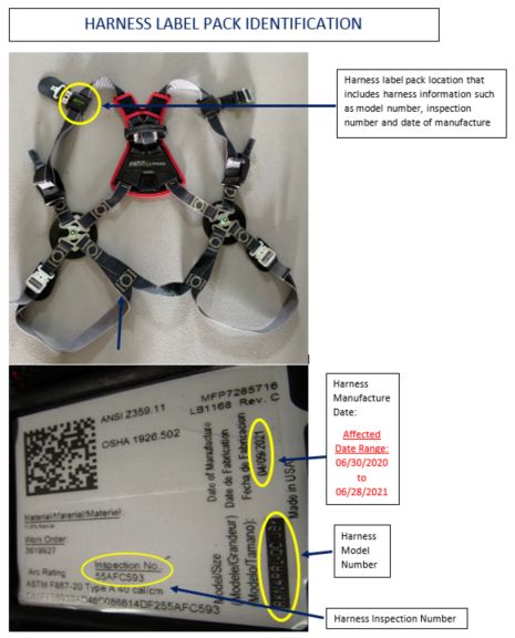 Revolution Arc Flash Harnesses with Suspension Loops Manufacture Date