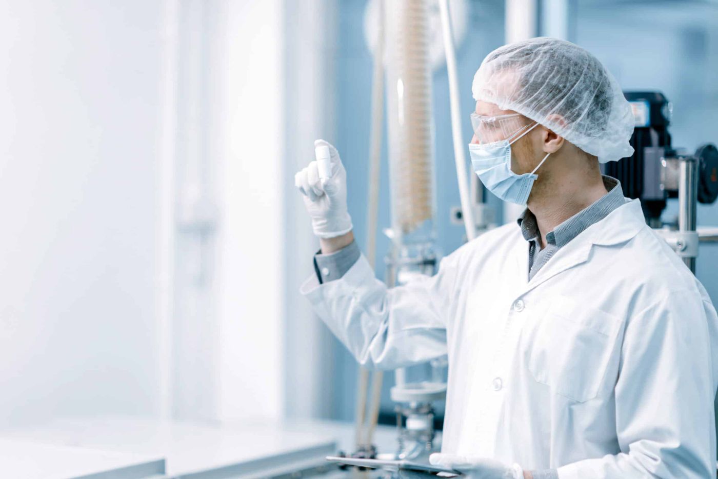 medicine factory scientist worker work in Laboratory Plants Process. medical doctor working research in pharmaceutical industry.
