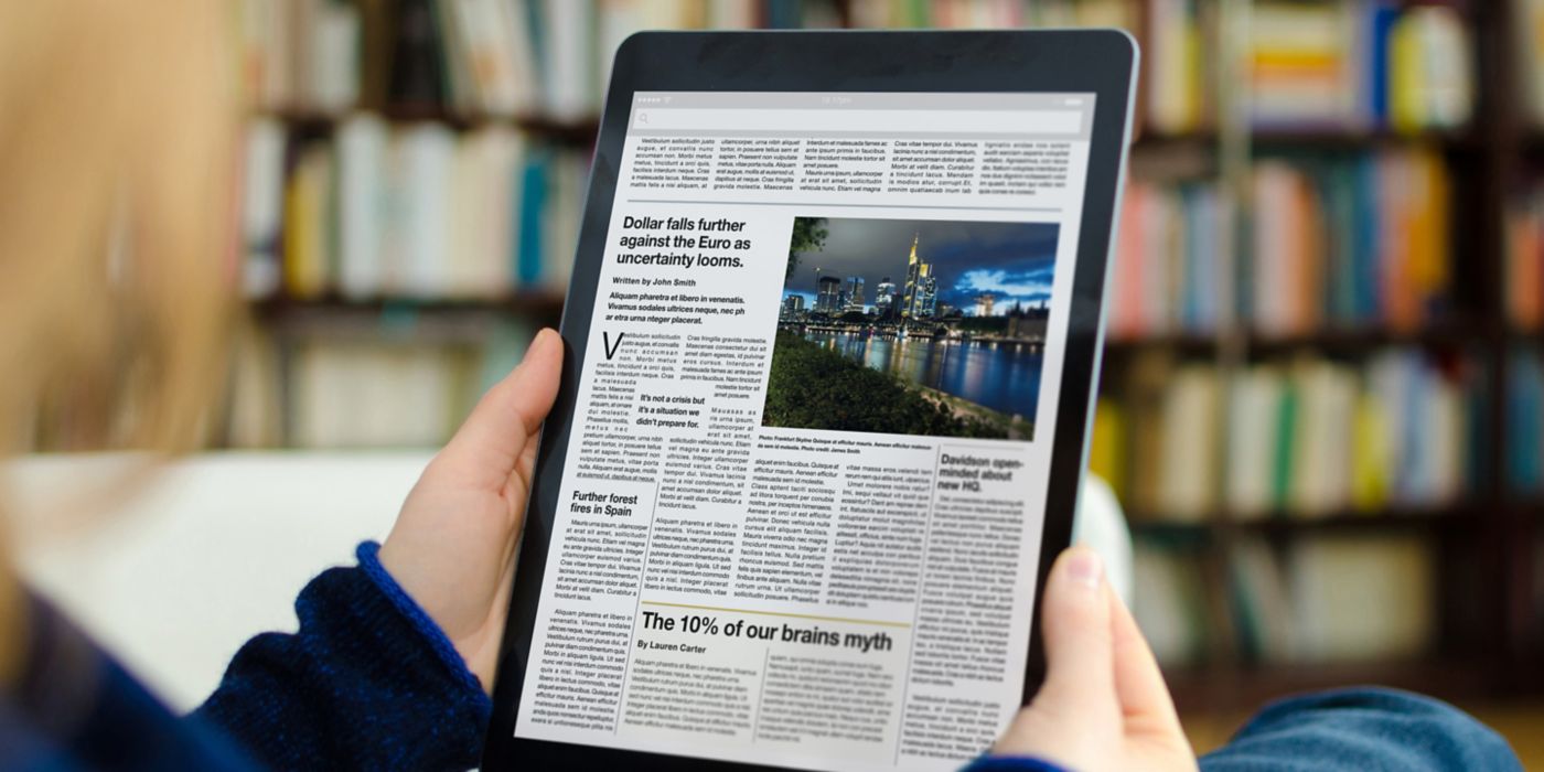 New article displayed on tablet