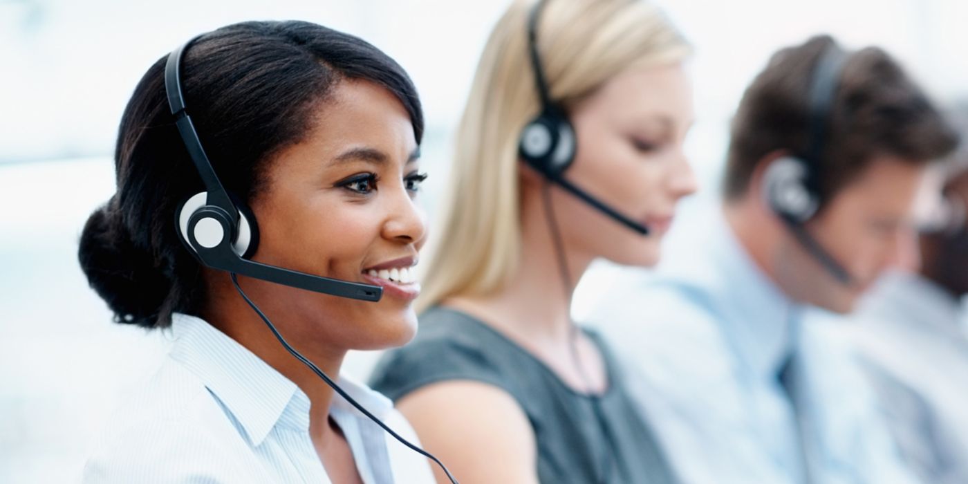 Woman in customer care call center