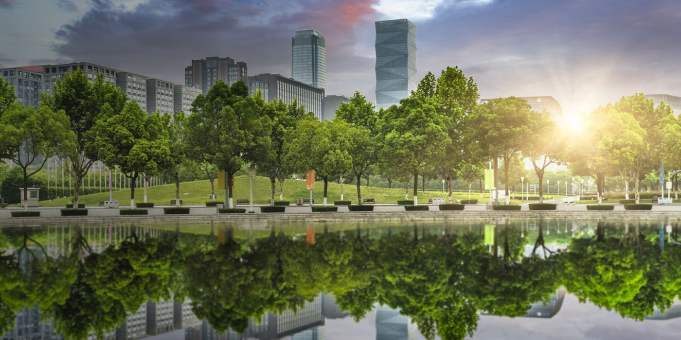 green office block of shanghai, china.